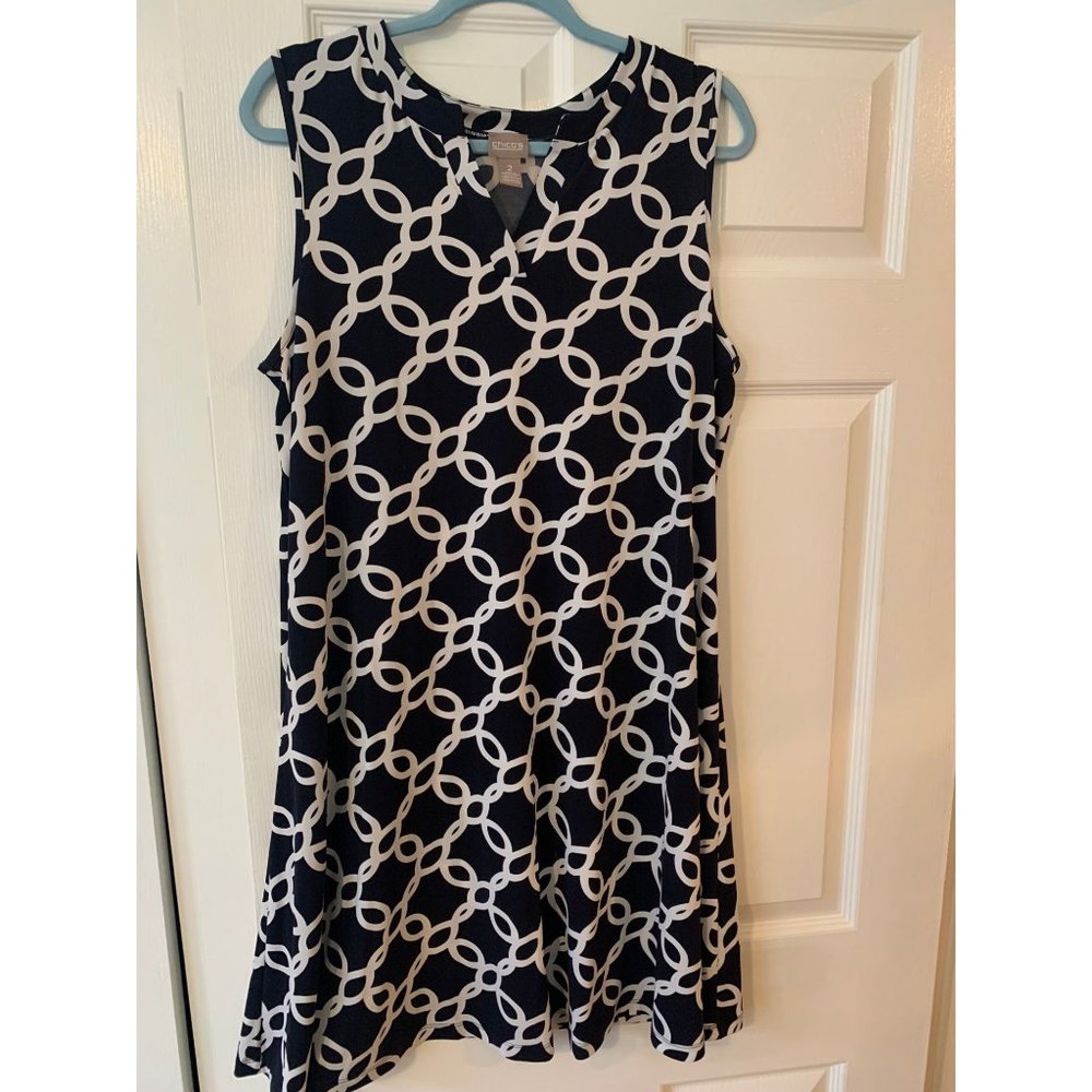 Chico's Black & White Sleeveless V Neck Mini Dress 2